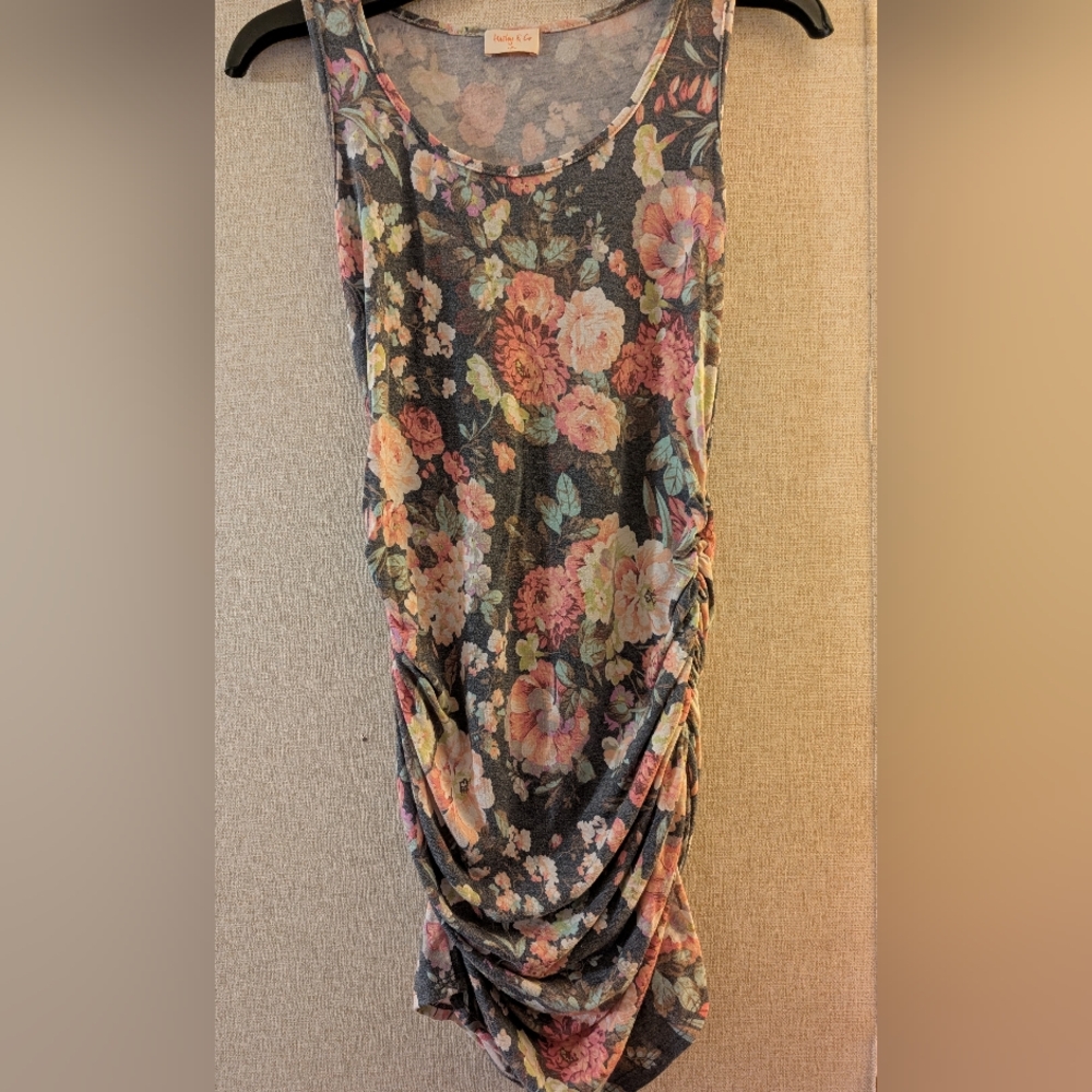 Hailey & Co. Floral Ruched Sleeveless Dress
